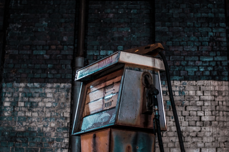 gray, brown, outdoors, petrol pump, bricked, pump, building exterior, petrol station, brick, obsolete, glass - material, wall - building feature, gasoline