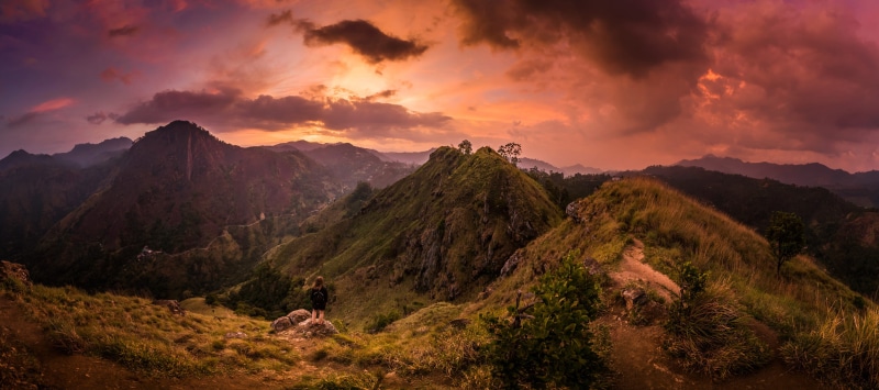 dramatic sky, nature, red sky, hero, cliff, 180 degree, sunlight, outdoors, travel destinations, no people, landscape, pine tree, cloud, travel, environment