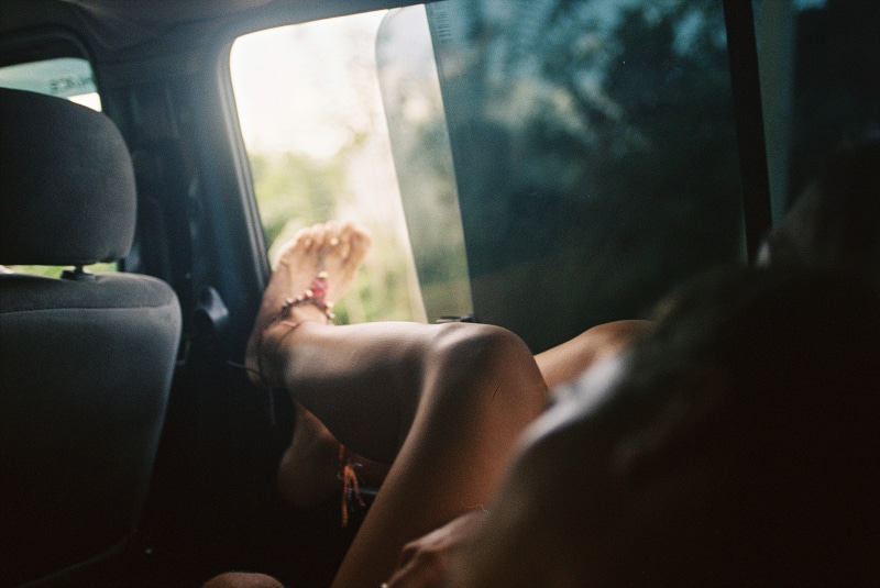 indoors, travel, 4K, shirtless, seat, mode of transportation, vehicle interior, sitting, adult, caucasian, asium, beautiful woman, semi-dress, motor vehicle