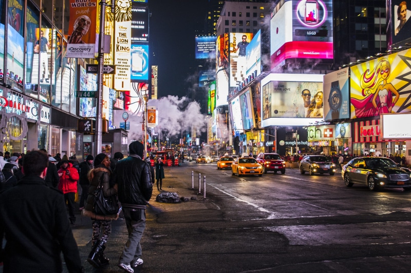 city street, traffic, building, pedestrian, skyscraper, 4K, group of people, car, walking, nyc, beside, night, taxi, building exterior, night photography