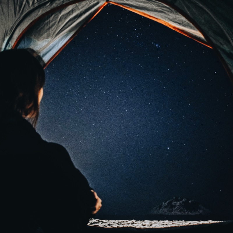 star - space, nighttime, nature, seashore, tent, sky, 4K, real people, camping, staring, astrophotography, lifestyles, portrait, rain, woman, inside, stars