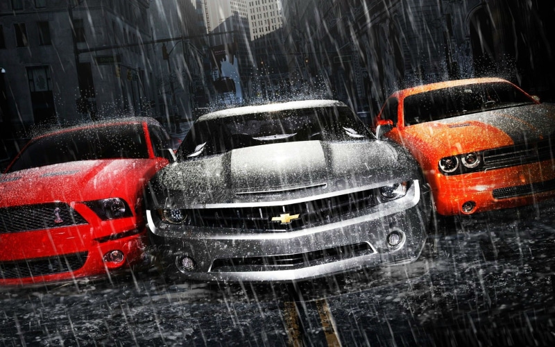 snowing, flowing water, purity, motor vehicle, mode of transportation, red, transportation, 2K, architecture, rainy season, spraying, outdoors, rain, day