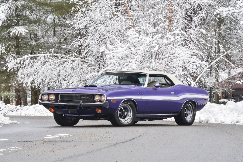 day, Convertible, 1970, tree, Chelenzher, 440, car, purple, plant, R T, Muscle car, Dodge, city, 4K, t, motor vehicle, street, white, coupe, no people