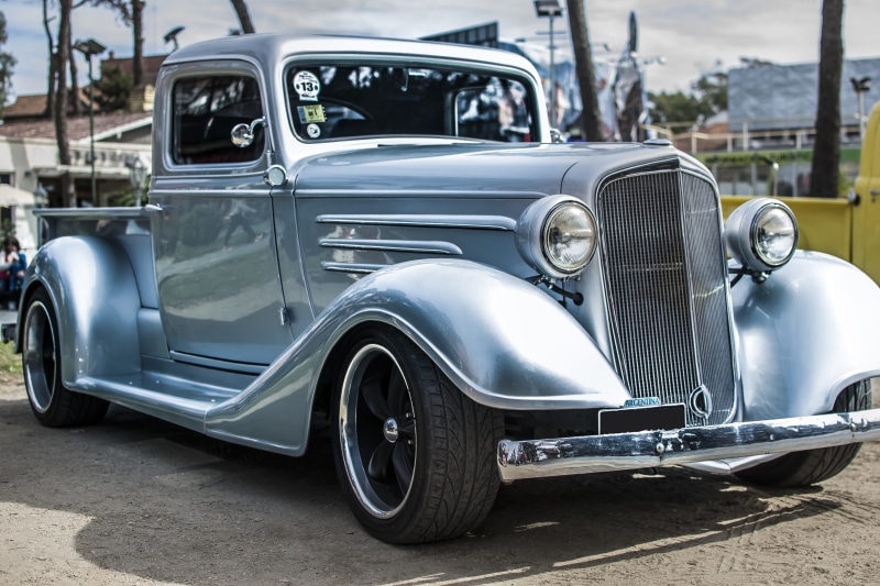 cab, luxury, single, city, retro styled, building exterior, day, vintage, stationary, vintage car, no people, silver colored, architecture, metal, truck