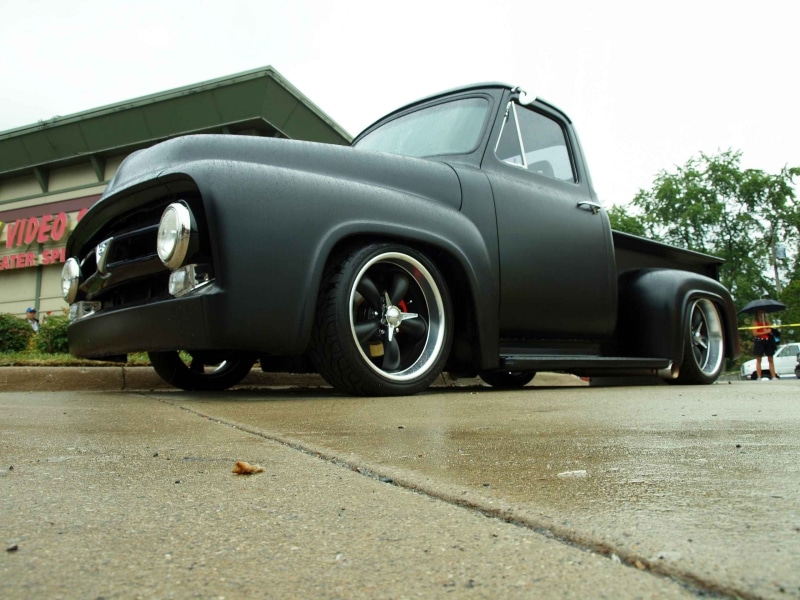 transportation, land vehicle, parking, outdoors, mode of transportation, cab, single, 2K, retro styled, truck, stationary, Rat Rod, vintage car, pickup