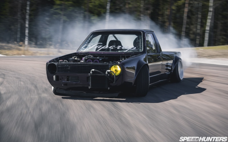 hd, cars, drift, cab, smoke, volkswagen, truck, single, 1080P, pickup, black, caddy