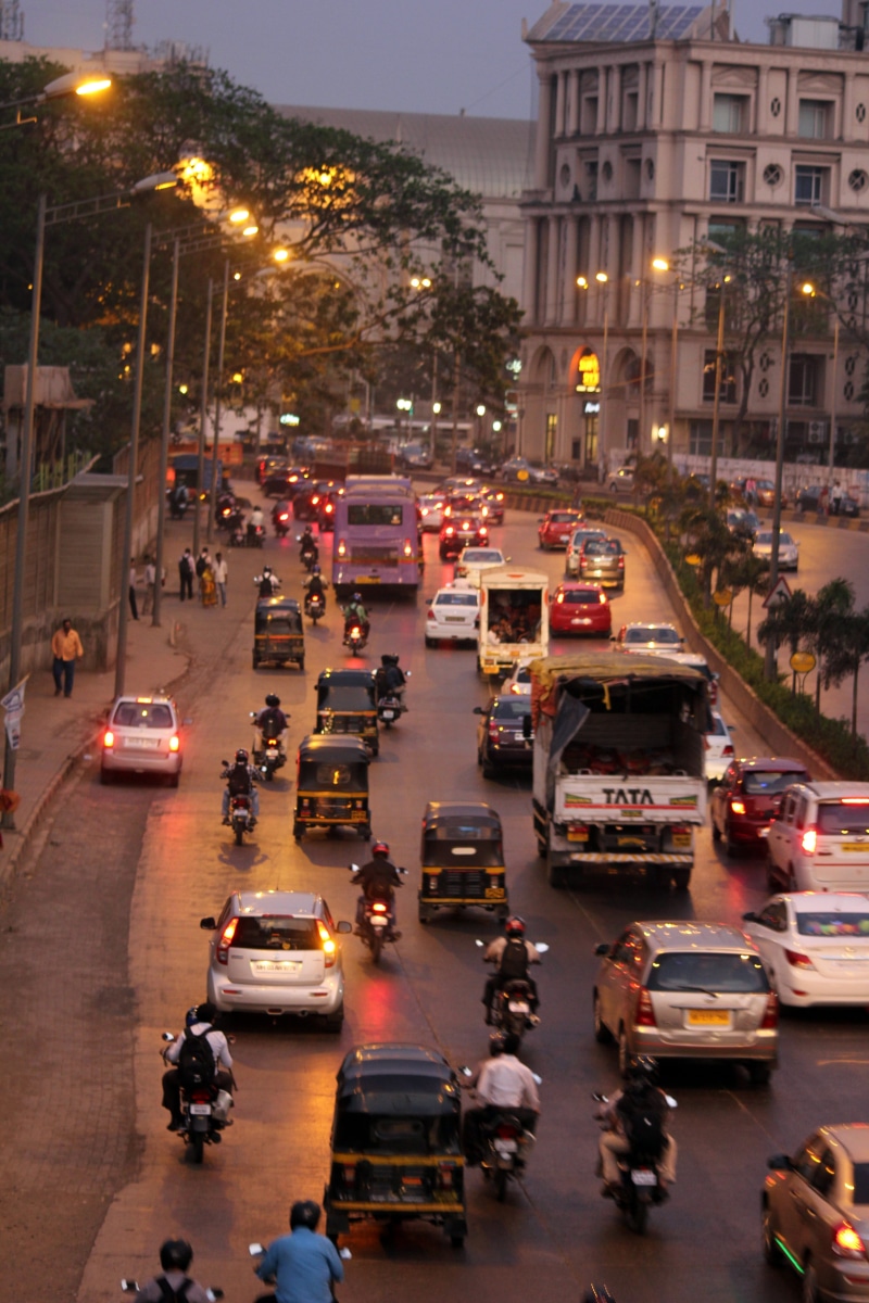 busy, land vehicle, mode of transportation, architecture, illuminated, traffic jam, city life, Mumbai, City, Rickshaws, car, on the move, high angle view