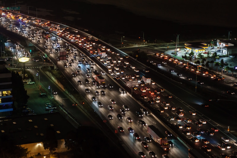 eye, transportation, traffic jam, modern, city street, multiple lane highway, illuminated, cityscape, highway, motor vehicle, city life, slowdown, urban Scene