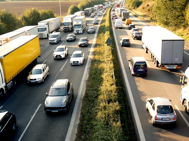 city, mode of Transport, transportation, remote traffic, photo, motor vehicle, roadway renewal, 4K, in a row, road marking, truck, slow moving, traffic Jam