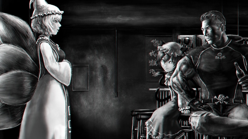 anime, 1080P, Chen, open mouth, love, chromatic aberration, beer, anime girls, Touhou, nostalgia, Yakumo Ran, Billy Herrington, profile, smiling