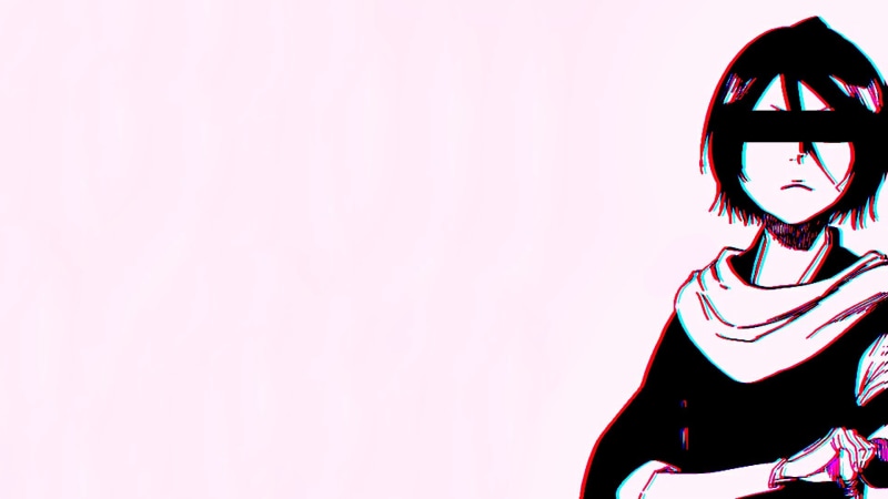 Anime Girls, Bleach, anime, Chromatic Aberration, 1080P, Simple Background, Kuchiki Rukia