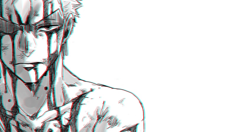 simple background, Roronoa Zoro, One Piece, chromatic aberration, 1080P