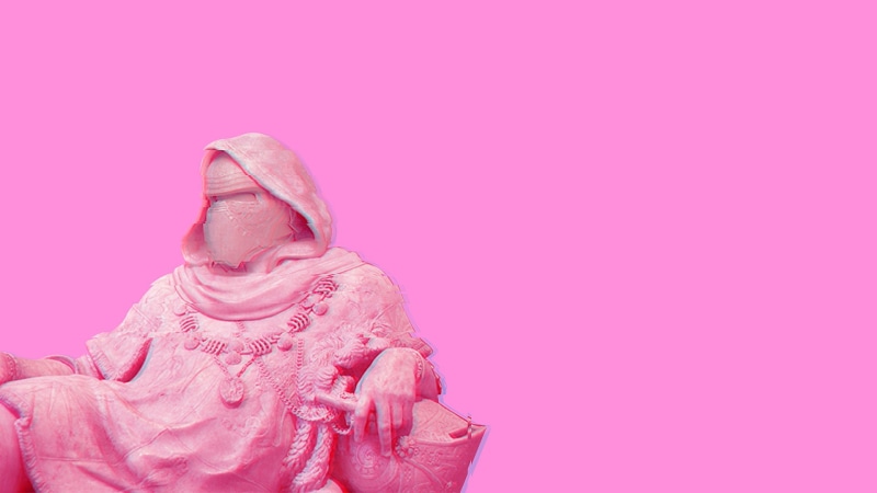 Kylo Ren, Star Wars: The Force Awakens, vaporwave, necklace, Simple Background, Chromatic Aberration, 1080P