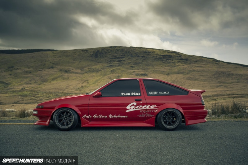 environment, Toyota, sky, non-urban scene, cloud - sky, red, day, AE86, overcast, nature, Japanese cars, mode of transportation, land vehicle, beauty in nature