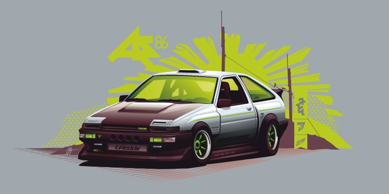 1080P, trueno, vector, ae86