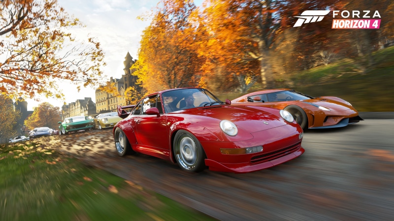design, supercar, blurred motion, change, nature, motion, elegance, car, modern, video games, mode of Transport, style, autumn, Forza Horizon 4, uSA, shiny