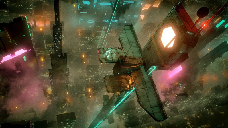 skyscraper, cyberpunk, night, mist, abandoned, 1080P, neon glow, city, David Legnon, tower, glowing, cityscape