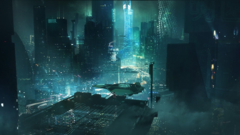 night, digital, David Tilton, cyber, city, artwork, futuristic, cyberpunk, 1080P