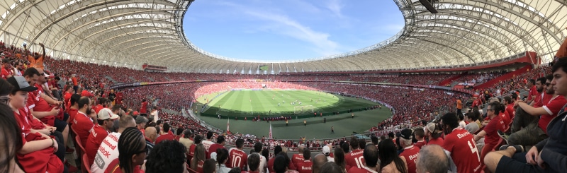 building exterior, cheering, real people, high angle view, game, sports, spectators, beira-rio, built structure, team sport, arena, outdoors, stadium, 8K