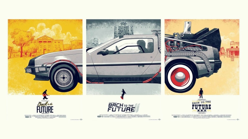 triple, delorean, movies, hd, three, back to the future, 1080P
