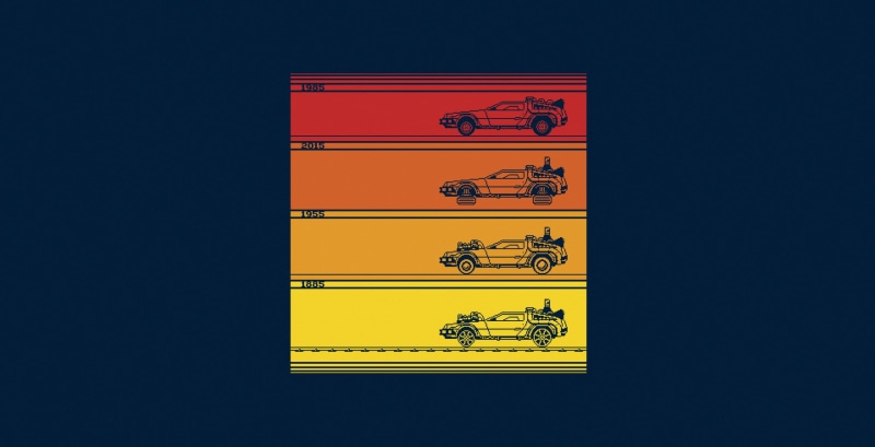 movies, Back to the Future, DeLorean, 1080P, Time Machine, minimalism, vehicle, simple background, artwork, car