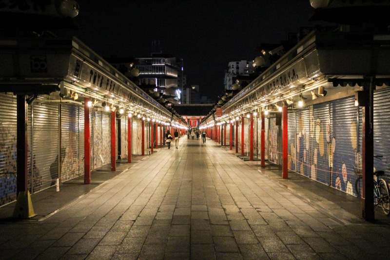 5K, nightime, architecture, street, direction, no people, travel destinations, light, time, sidewalk, asakusa, empty, lighting equipment, building, night