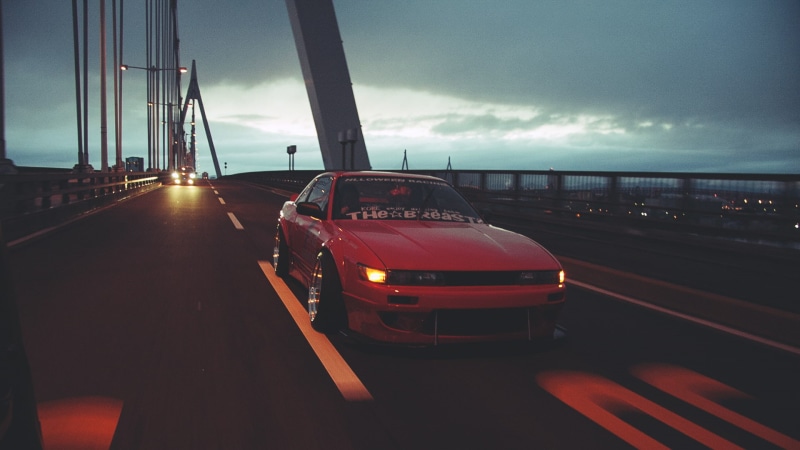 bridge, motion, night, Nissan, 1080P, Sylvia, movement, silvia
