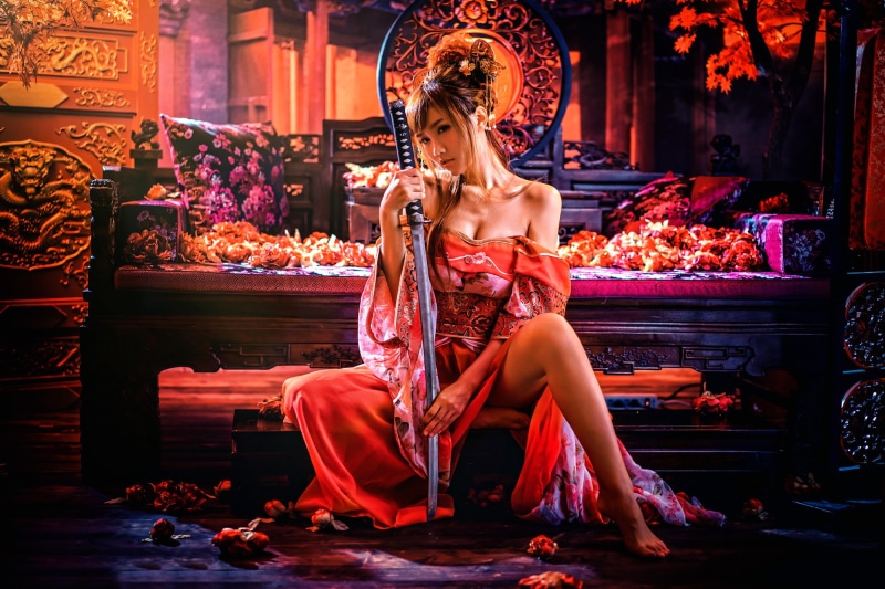 girl, Sylvia, 1080P, chinese style, sword