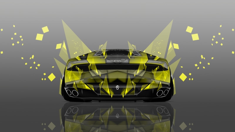 digital composite, 4K, indoors, Huracan, black, close-up, 2014, Back, supercar, mode of transportation, front view, Design, el Tony Cars, Abstract, occupation