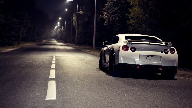 white, road, hd, 1080P, gtr, night, nissan, skyline, cars