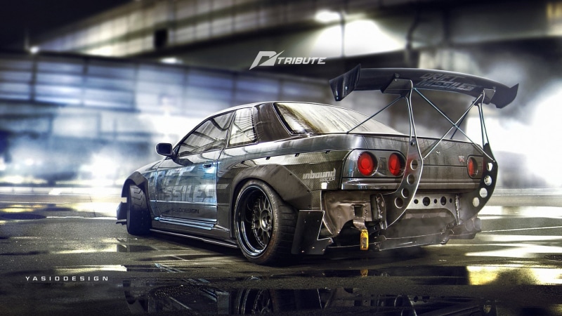 Yasid Oozeear, YASIDDESIGN, 1080P, R32, Nissan, Rendering, Skyline, Nissan Skyline, Nissan Skyline R32, Spoiler, Background, Car, Tuning, Yasid Design