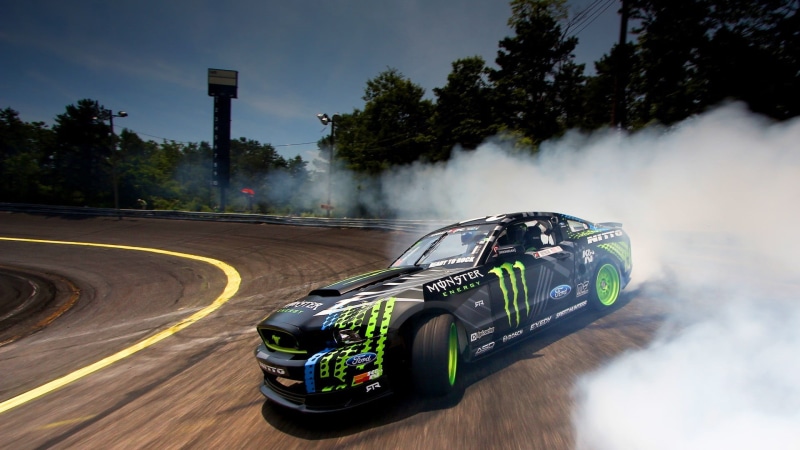 motorsport, professional sport, transportation, green, motor vehicle, racing, car, Ford Mustang, 1080P, sports race, tree, motor racing track, racecar