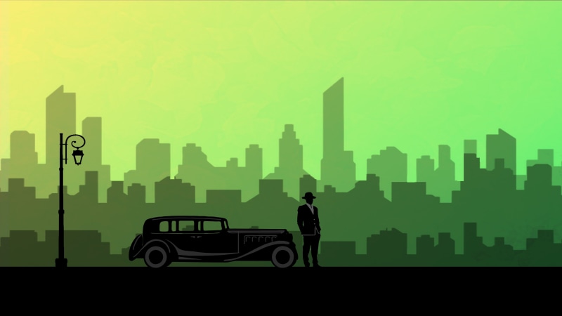 office building exterior, one person, classical car, vector, transportation, computer Graphic, green, silhouette, real people, building exterior
