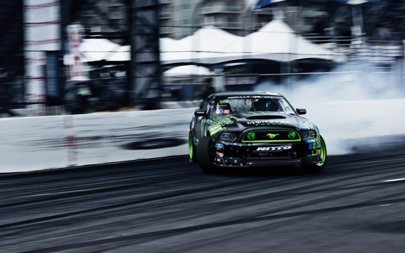 ford, architecture, street, road, day, Monster Energy, no people, black, 1080P, built structure, on the move, city, land vehicle, blurred motion, green