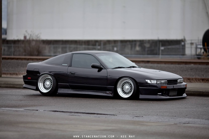 day, Nissan, S13, luxury, land vehicle, built structure, sil80, coupe, Stance, wealth, overlay, 720P, car, stationary, architecture, black, no people