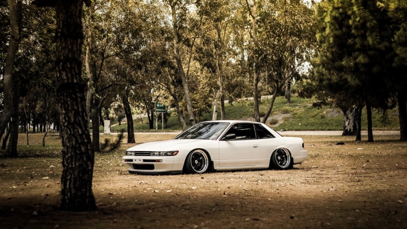 1080P, white, tuned, jdm, s13, nissan, stance, forest, tuning, silvia, cars