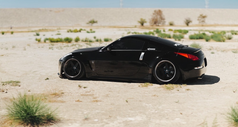 transportation, land vehicle, Nissan 350Z, sand, focus on foreground, mode of transportation, 720P, beach, StanceNation, wheel, outdoors, Stanceworks