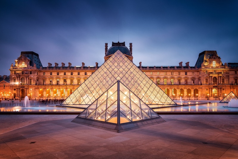 street, town, twilight, old, night, lighting, Paris, architecture, Louvre, parliament Building, tower, dusk, pyramid, nature, cloud - sky, the evening