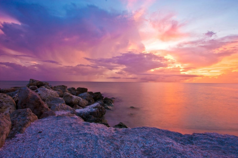 gray, seascape, scenic, sea, tranquility, coastline, sunny, land, beauty in nature, dawn, scenics - nature, color, light, sunshine, orange, twilight, waves