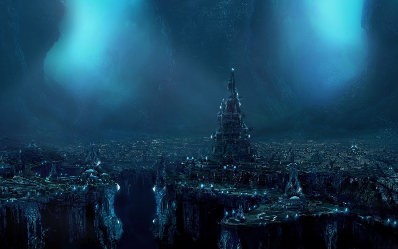 Sci Fi, Underground, Fantasy, Atlantis, City, Landscape, Dark, 1080P, Underwater