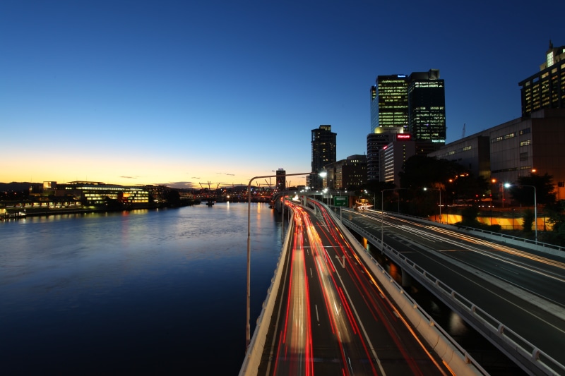 time lapse photography, urban Skyline, Brisbane  City, traffic, city, Brisbane City, urban Scene, famous Place, bridge - Man Made Structure, night, 5K