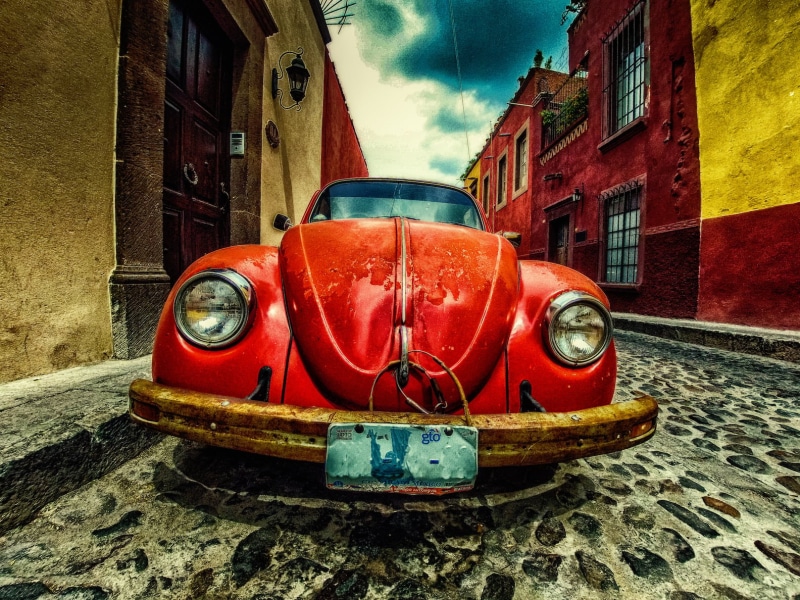 architecture, old, retro Styled, transportation, old-fashioned, road, antique, mode of transportation, built structure, history, beetle, garage, motor vehicle