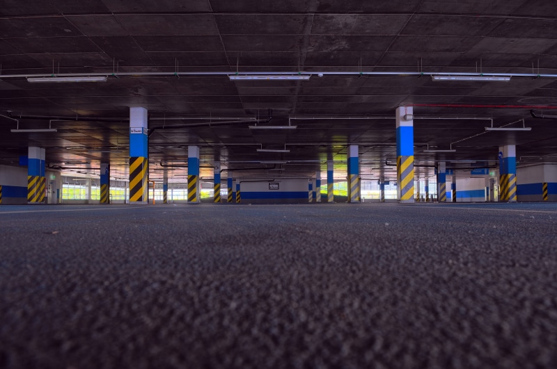 transport, illuminated, road, building, parking garage, parking, metal, structure, vehicle, metallic, ceiling, built structure, empty, transportation, 4K