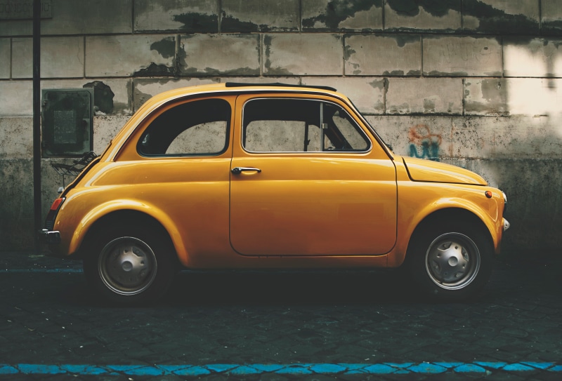 park, outdoors, side view, city, travel, old-fashioned, motor vehicle, obsolete, transportation, parked, road, fiat, land vehicle, no people, retro Styled