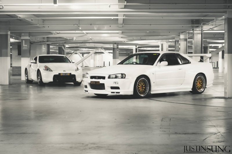 the bbs wheels, Skye, 370, day, motor vehicle, parking garage, two, underground Parking, white car, Parking, stationary, text, law, r34, protection, the white car