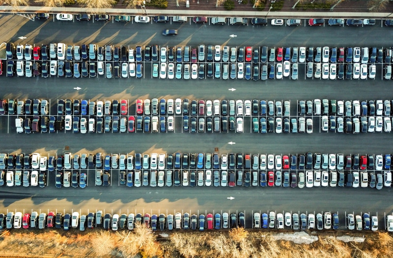 lot, bird, industry, view, cars, city, parking, from above, aerial, business, car park, vehicles, eye, assorted, high angle view, building, drone, parking lot