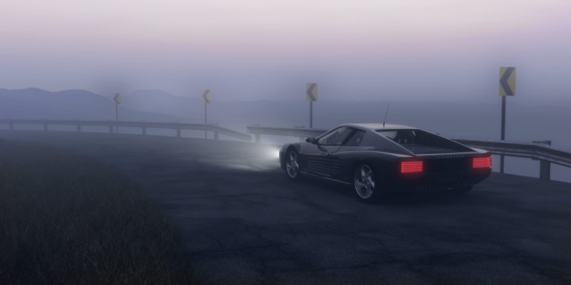 no people, black, water, foggy, fog, dawn, curve, mode of transportation, sunset, transportation system, royalty  images, highway, land vehicle, car, body