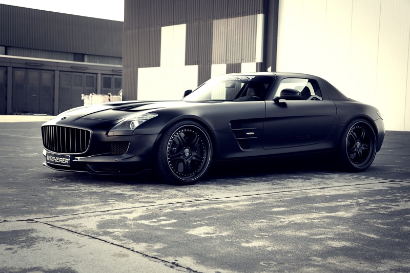 car, no people, sports car, wheel, 4K, architecture, garage, Mercedes-Benz, built structure, coupe, luxury, motor vehicle, indoors, black, retro styled