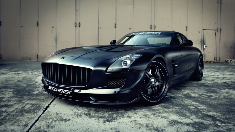 retro styled, wall - building feature, black, transportation, black cars, Mercedes Benz, gray, front view, 1080P, pavement, mode of transportation, vintage car