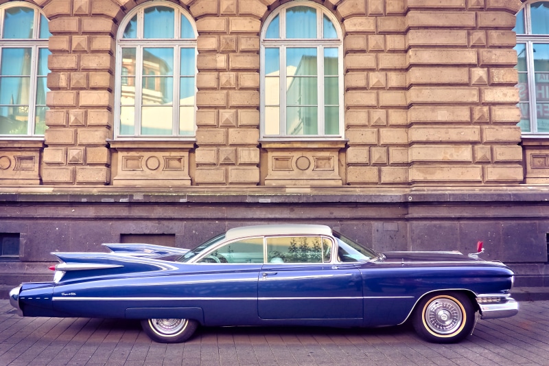 dare, american, oldtimer, tail fins, street, car, restored, vehicle, near, usa, coupe de ville, pkw, 4K, brown, nostalgic, chrome plated, architecture
